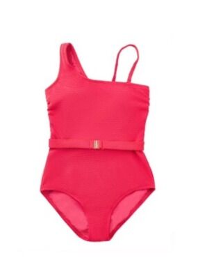 Loft Women's Asymmetrical Textured One-Piece Swimsuit Pink Multiple Sizes